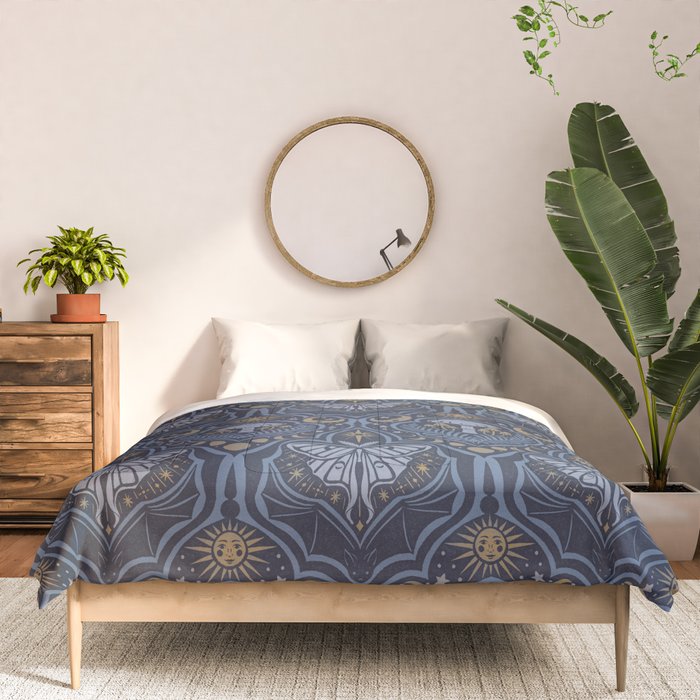 Celestial Forest Damask - celestial blue Comforter Gallery Image 3