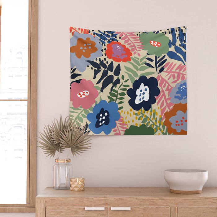 Maximalist floral shapes pattern Wall Tapestry Gallery Image 2