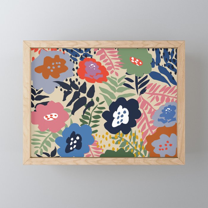 Maximalist floral shapes pattern Mini Art Print Gallery Image 1