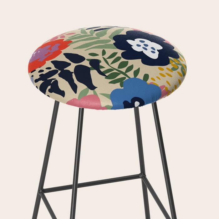 Maximalist floral shapes pattern Stool Gallery Image 2