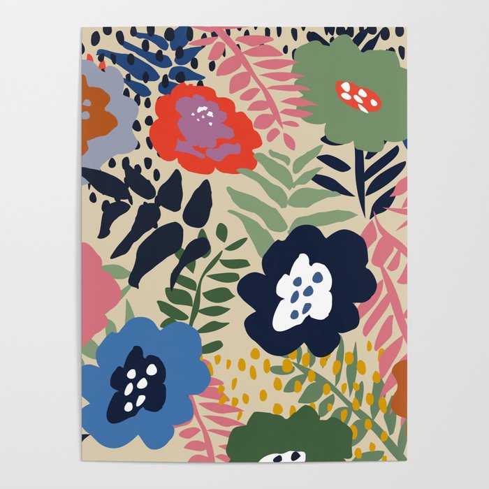Maximalist floral shapes pattern Poster Gallery Image 1