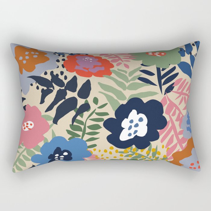 Maximalist floral shapes pattern Rectangular Pillow Gallery Image 1