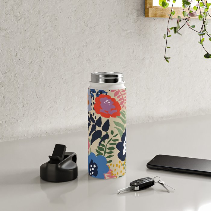 Maximalist floral shapes pattern Water Bottle Gallery Image 4