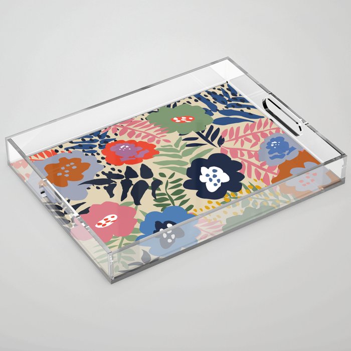 Maximalist floral shapes pattern Acrylic Tray Gallery Image 1
