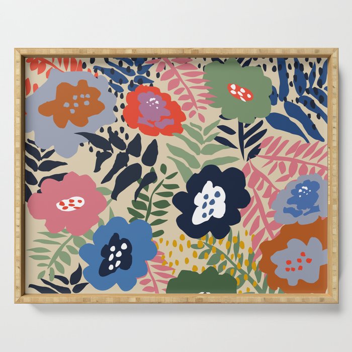 Maximalist floral shapes pattern Serving Tray Gallery Image 1