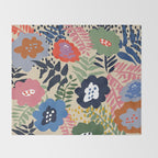 Maximalist floral shapes pattern Throw Blanket Gallery Image 2
