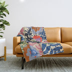 Maximalist floral shapes pattern Throw Blanket Gallery Image 1