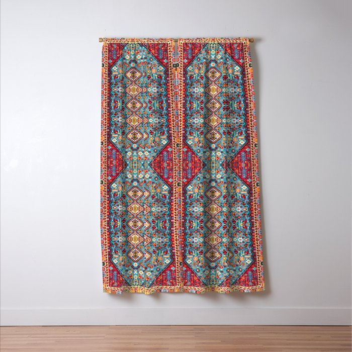 Colorful Kaleidoscope: Vintage Bohemian Moroccan Art Window Curtain Gallery Image 3