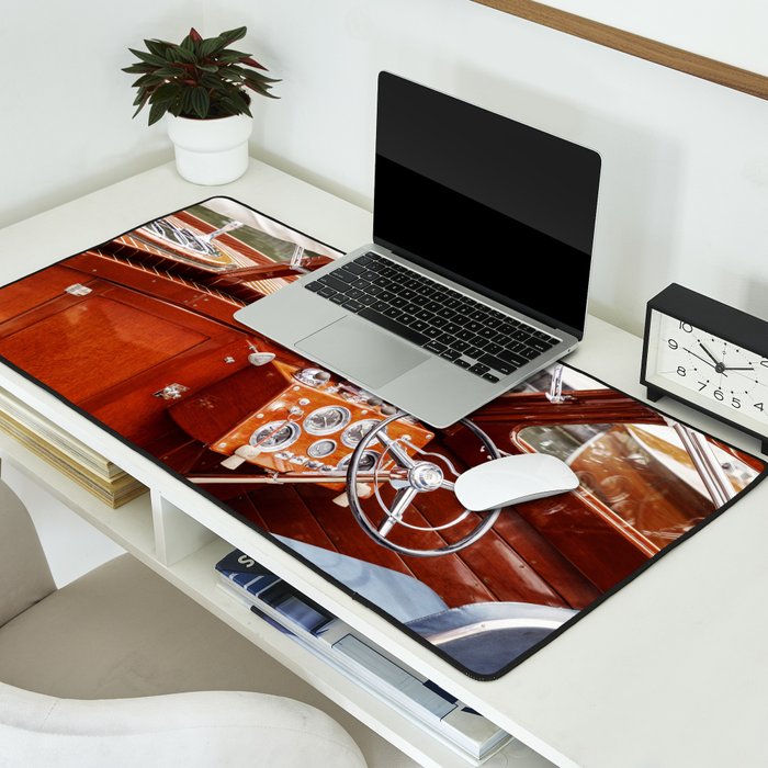 Vintage Glamour II x Retro Chris Craft Boat x Nautical art Desk Mat Gallery Image 2