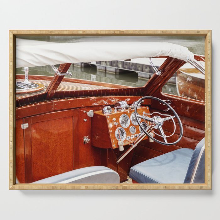 Vintage Glamour II x Retro Chris Craft Boat x Nautical art Serving Tray Gallery Image 1