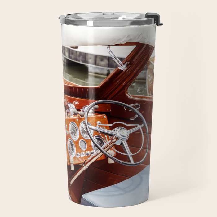 Vintage Glamour II x Retro Chris Craft Boat x Nautical art Travel Mug Gallery Image 2