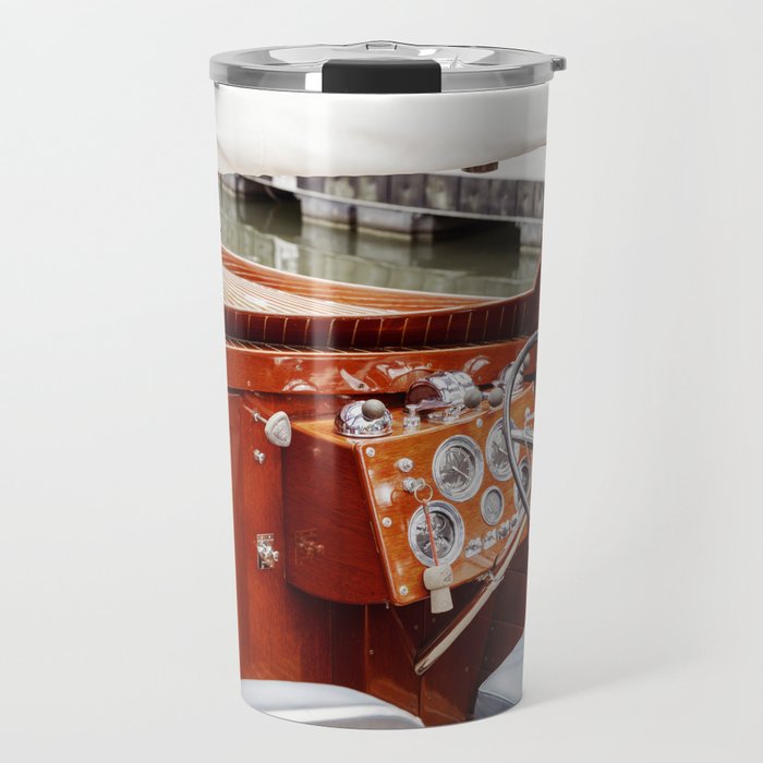 Vintage Glamour II x Retro Chris Craft Boat x Nautical art Travel Mug Gallery Image 1
