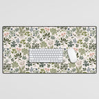 Herbarium ~ vintage inspired botanical art print ~ white Desk Mat Gallery Image 1