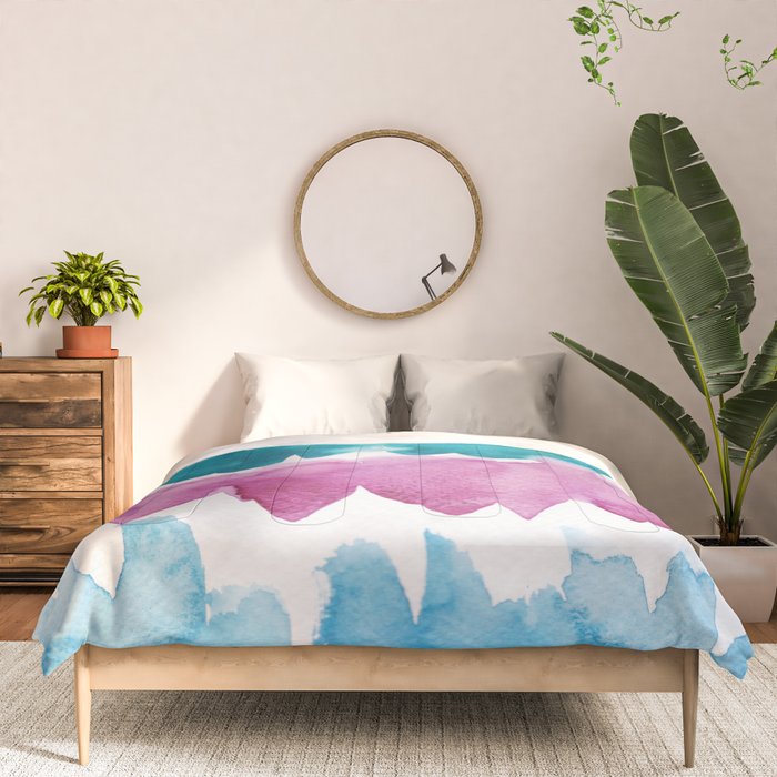 13  Watercolor November 2021 211130 Painting Valourine Original Design Color Bright Modern Contemporary  Comforter Gallery Image 3