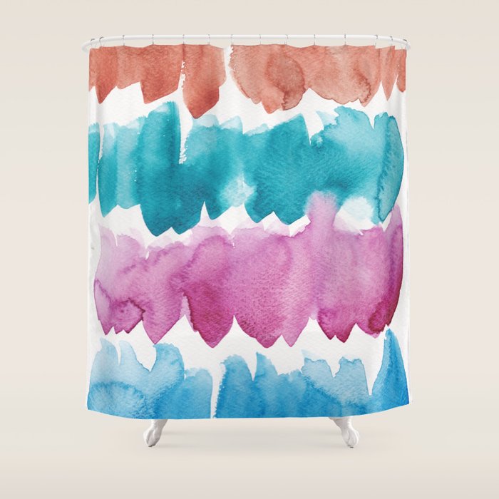 13  Watercolor November 2021 211130 Painting Valourine Original Design Color Bright Modern Contemporary  Shower Curtain Gallery Image 1