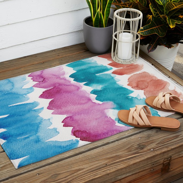 13  Watercolor November 2021 211130 Painting Valourine Original Design Color Bright Modern Contemporary  Outdoor Rug Gallery Image 2