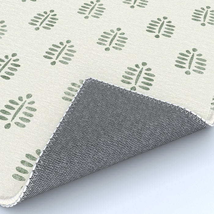 block print palm in sage on cream Rug Gallery Image 4