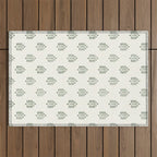 block print palm in sage on cream Outdoor Rug Gallery Image 1