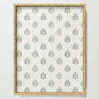 block print palm in sage on cream Serving Tray Gallery Image 1