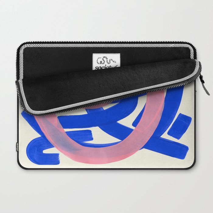 Tribal Pink Blue Fun Colorful Mid Century Modern Abstract Painting Shapes Pattern Laptop Sleeve Gallery Image 2