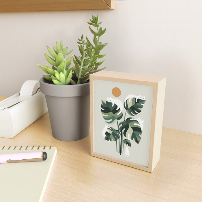 Cat and Plant 11 Mini Art Print Gallery Image 2