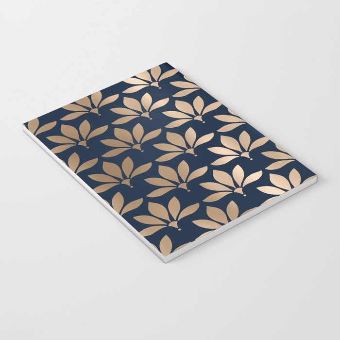 Gold and Navy Art Deco Leaf Design Notebook Gallery Image 3