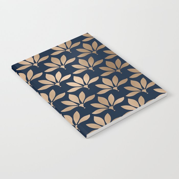 Gold and Navy Art Deco Leaf Design Notebook Gallery Image 1