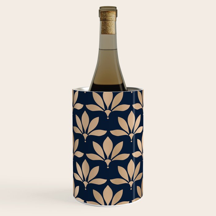 Gold and Navy Art Deco Leaf Design Wine Chiller Gallery Image 1
