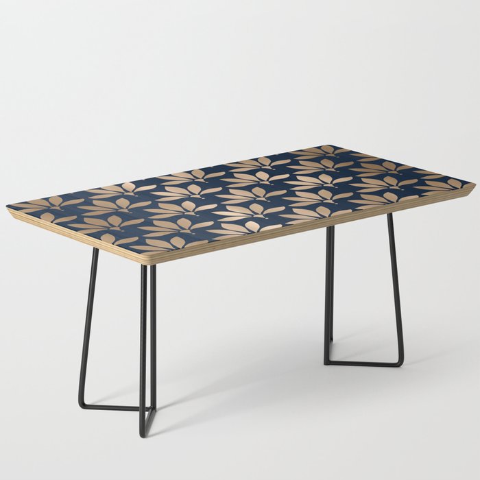 Gold and Navy Art Deco Leaf Design Coffee Table Gallery Image 1