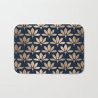 Gold and Navy Art Deco Leaf Design Bath Mat Gallery Image 1