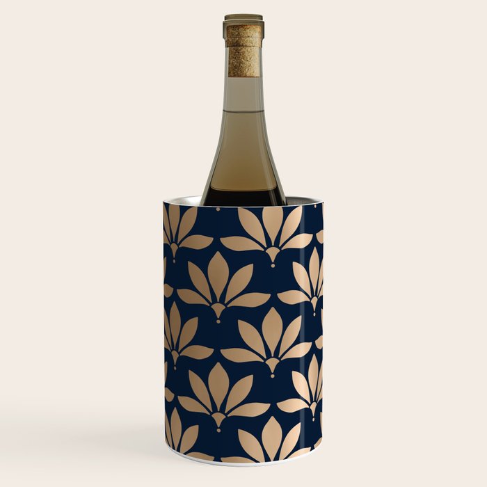 Gold and Navy Art Deco Leaf Design Wine Chiller Gallery Image 2