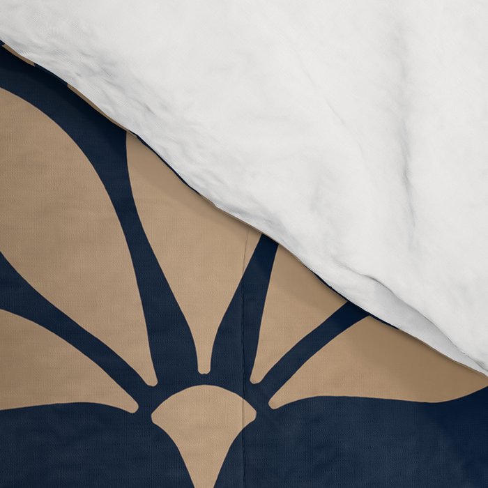 Gold and Navy Art Deco Leaf Design Comforter Gallery Image 4