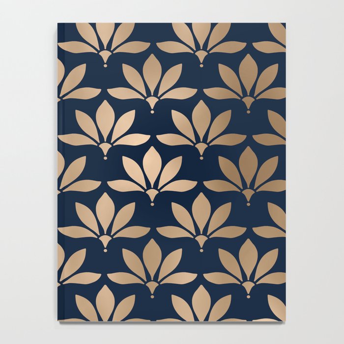 Gold and Navy Art Deco Leaf Design Notebook Gallery Image 4