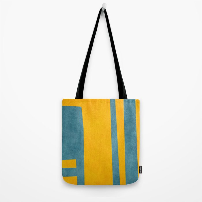 Yellow Teal Abstract Minimalist Artwork Tote Bag Gallery Image 2