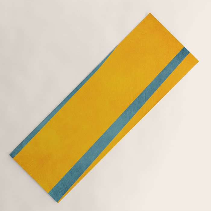 Yellow Teal Abstract Minimalist Artwork Yoga Mat Gallery Image 1