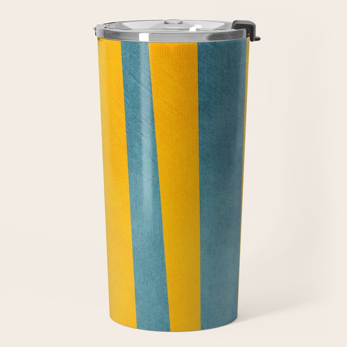 Yellow Teal Abstract Minimalist Artwork Travel Mug Gallery Image 2