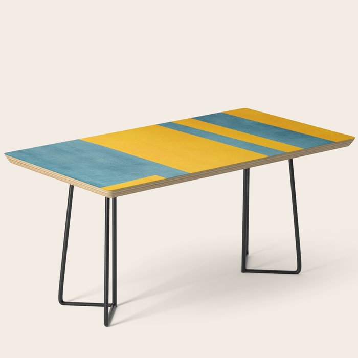 Yellow Teal Abstract Minimalist Artwork Coffee Table Gallery Image 1