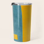 Yellow Teal Abstract Minimalist Artwork Travel Mug Gallery Image 3