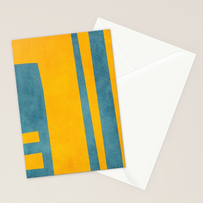 Yellow Teal Abstract Minimalist Artwork Stationery Card Gallery Image 2