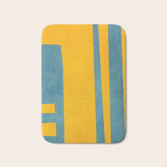 Yellow Teal Abstract Minimalist Artwork Bath Mat Gallery Image 1