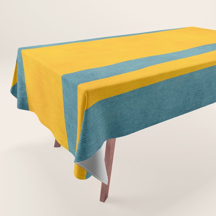 Yellow Teal Abstract Minimalist Artwork Tablecloth Gallery Image 1