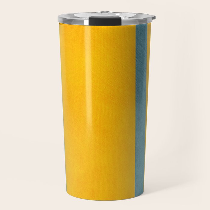 Yellow Teal Abstract Minimalist Artwork Travel Mug Gallery Image 1