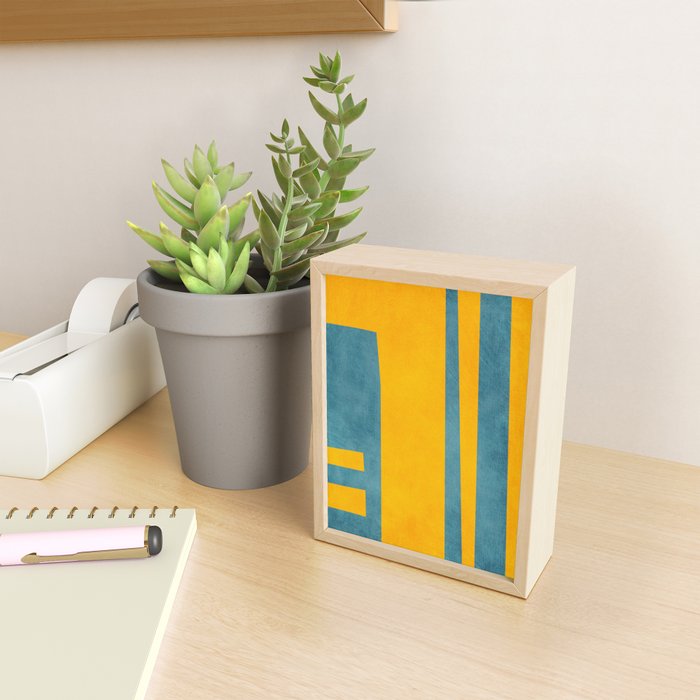 Yellow Teal Abstract Minimalist Artwork Mini Art Print Gallery Image 2