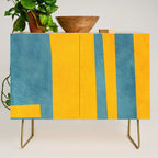 Yellow Teal Abstract Minimalist Artwork Credenza Gallery Image 1