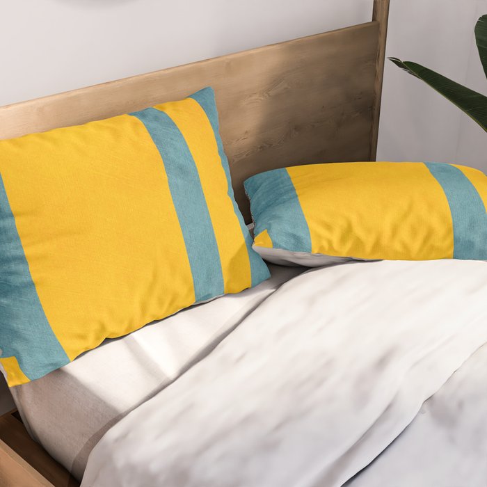 Yellow Teal Abstract Minimalist Artwork Pillow Sham Gallery Image 2