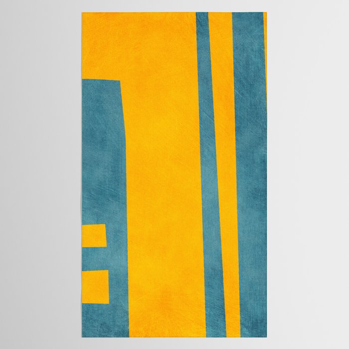 Yellow Teal Abstract Minimalist Artwork Tablecloth Gallery Image 2