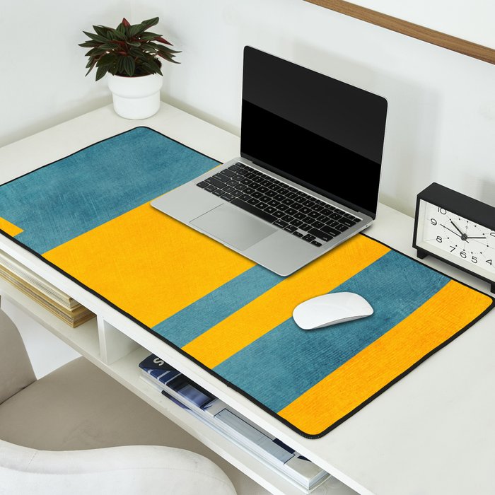 Yellow Teal Abstract Minimalist Artwork Desk Mat Gallery Image 2