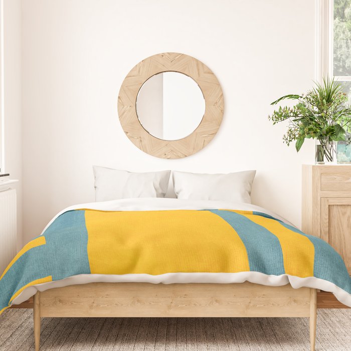 Yellow Teal Abstract Minimalist Artwork Duvet Cover Gallery Image 3