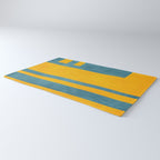 Yellow Teal Abstract Minimalist Artwork Rug Gallery Image 3