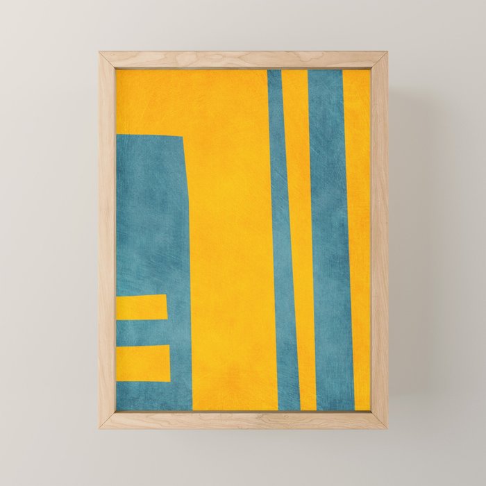 Yellow Teal Abstract Minimalist Artwork Mini Art Print Gallery Image 1